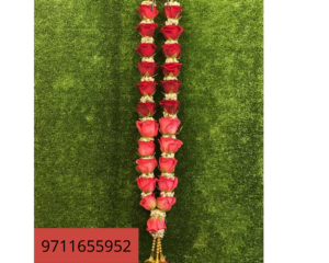 Red Rose Varmala with Breath Flowers