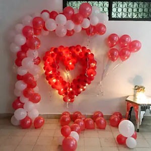 Glowing Red & White Balloon Decoration Gurgaon Delhi Noida